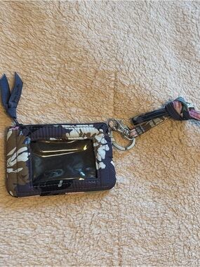 Vera Bradley Navy & Purple Floral ID Wristlet with Strap